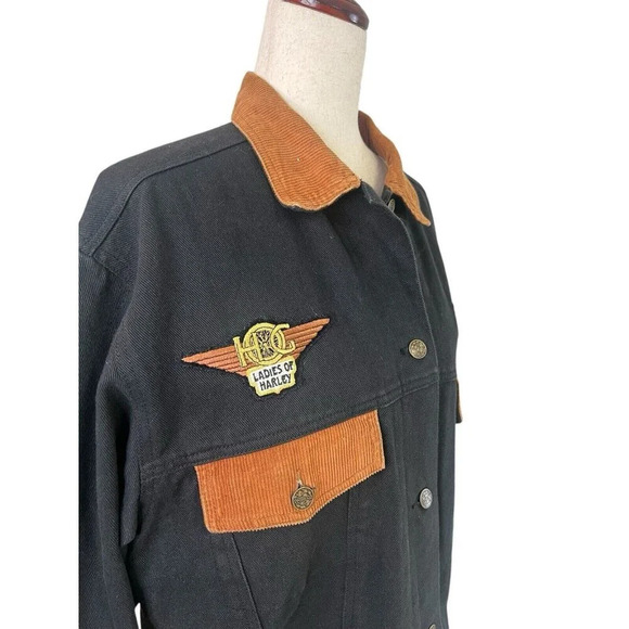 Harley Davidson Motorcycle Jacket Denim Ride With The Wind Pegasus Patch Wmns 2X - Picture 6 of 16